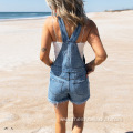 Customized Ripped Short Denim Jumpsuit Outfit for Women